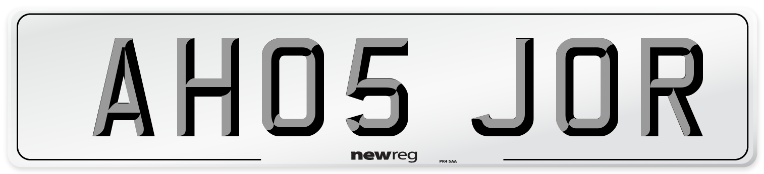 AH05 JOR Number Plate from New Reg